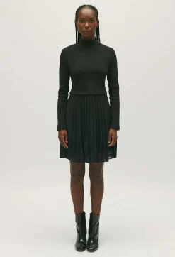 Claudie Pierlot Twist Short Black Pleated Dress*Women Dresses