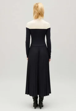 Claudie Pierlot Twist Three-Tone Pleated Maxi Dress*Women Dresses
