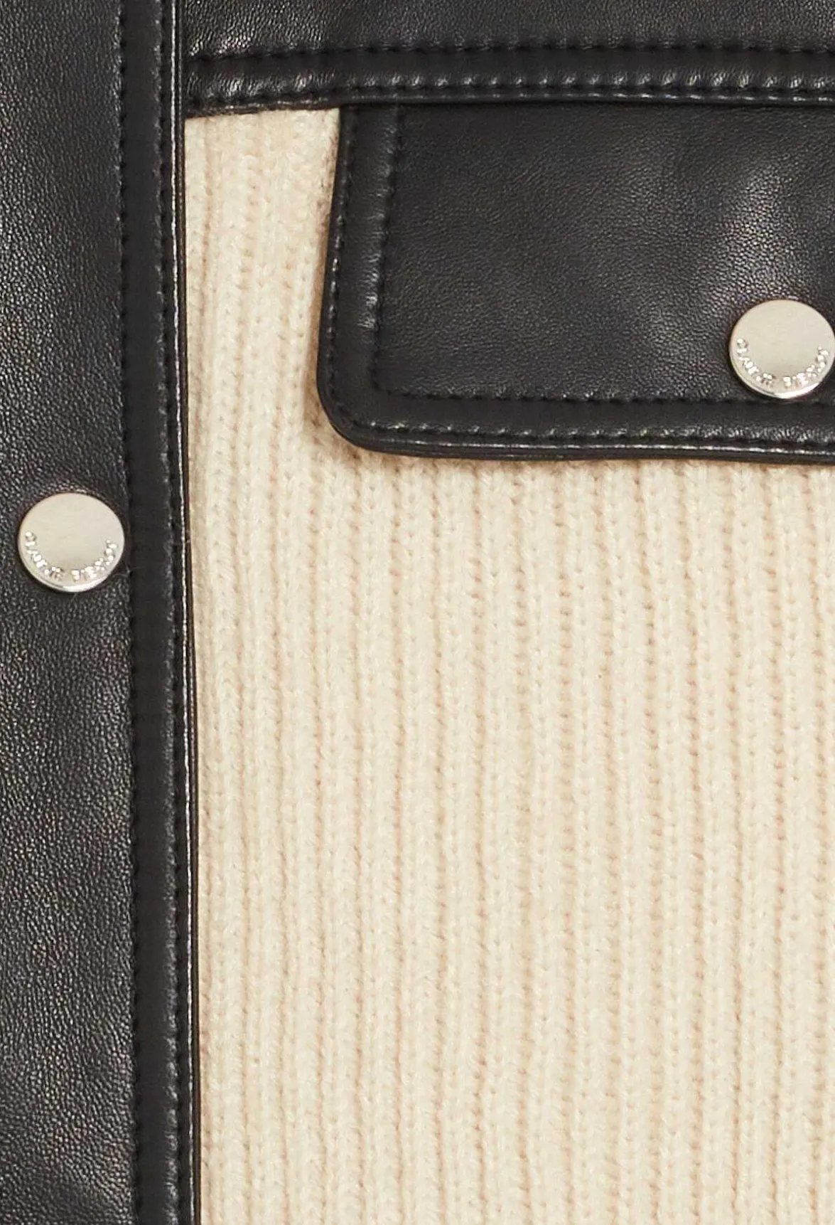 Claudie Pierlot Two Tone Leather And Knit Jacket*Women Jackets And Coats