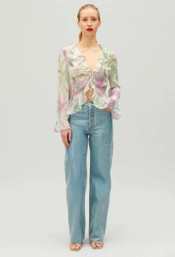 Claudie Pierlot Watercolour Print Silk Blouse*Women Tops And Shirts