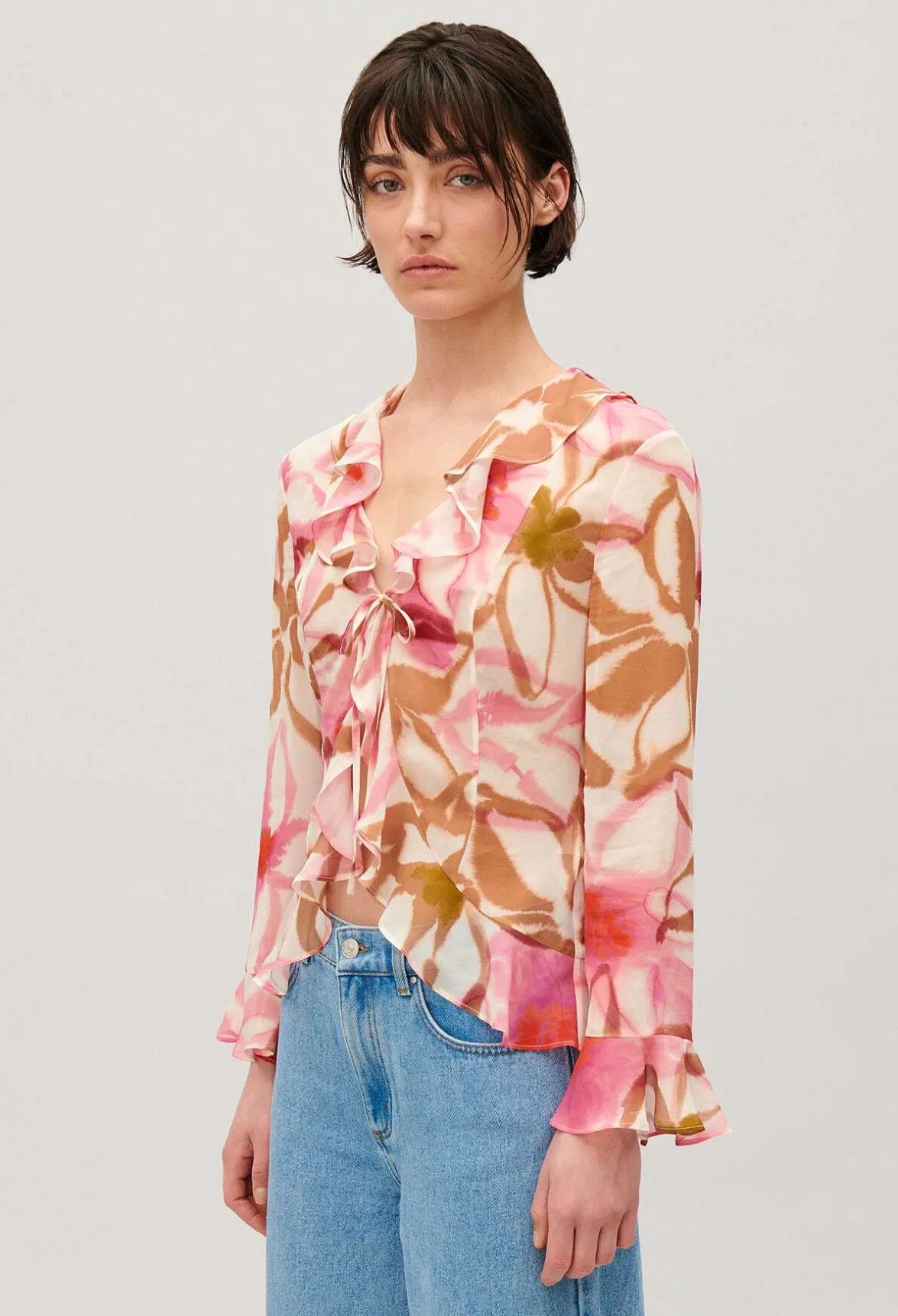 Claudie Pierlot Watercolour Print Silk Blouse*Women Tops And Shirts
