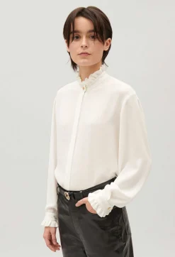 Claudie Pierlot White Shirt With Wavy Collar*Women Tops And Shirts