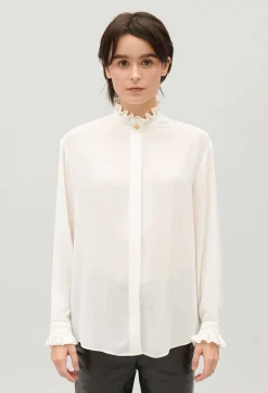 Claudie Pierlot White Shirt With Wavy Collar*Women Tops And Shirts