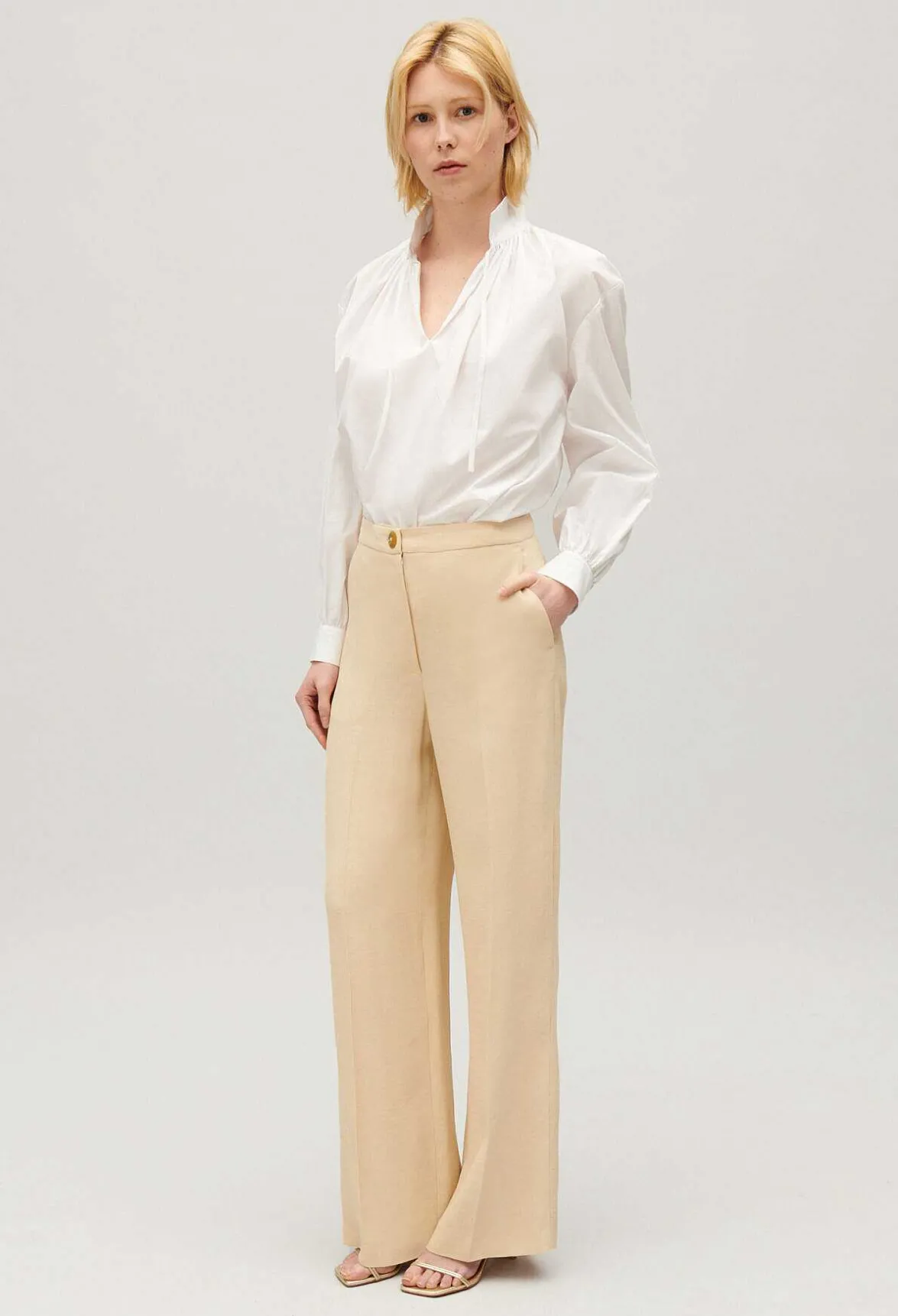 Claudie Pierlot Wide-Leg Beige Trousers*Women Jeans And Trousers