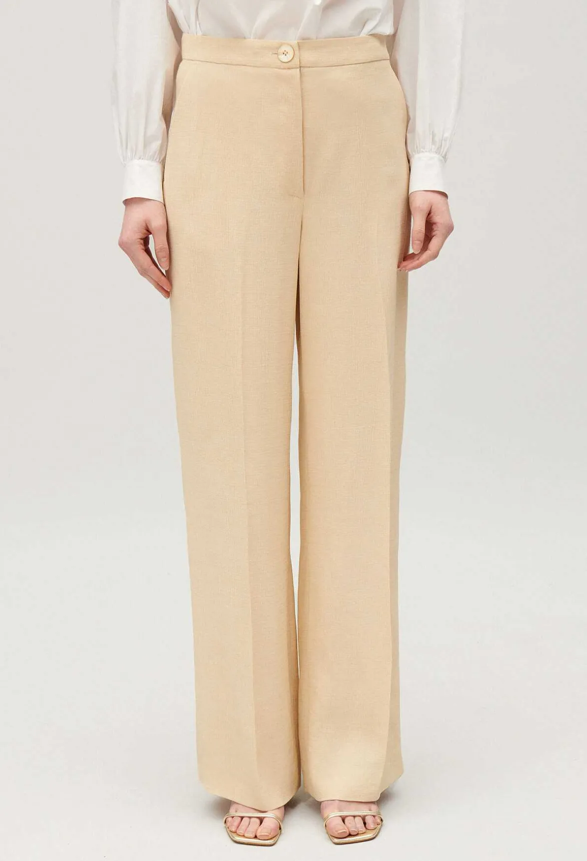 Claudie Pierlot Wide-Leg Beige Trousers*Women Jeans And Trousers