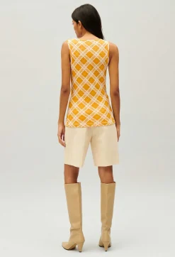 Claudie Pierlot Yellow Checked Vest Top*Women Tops And Shirts